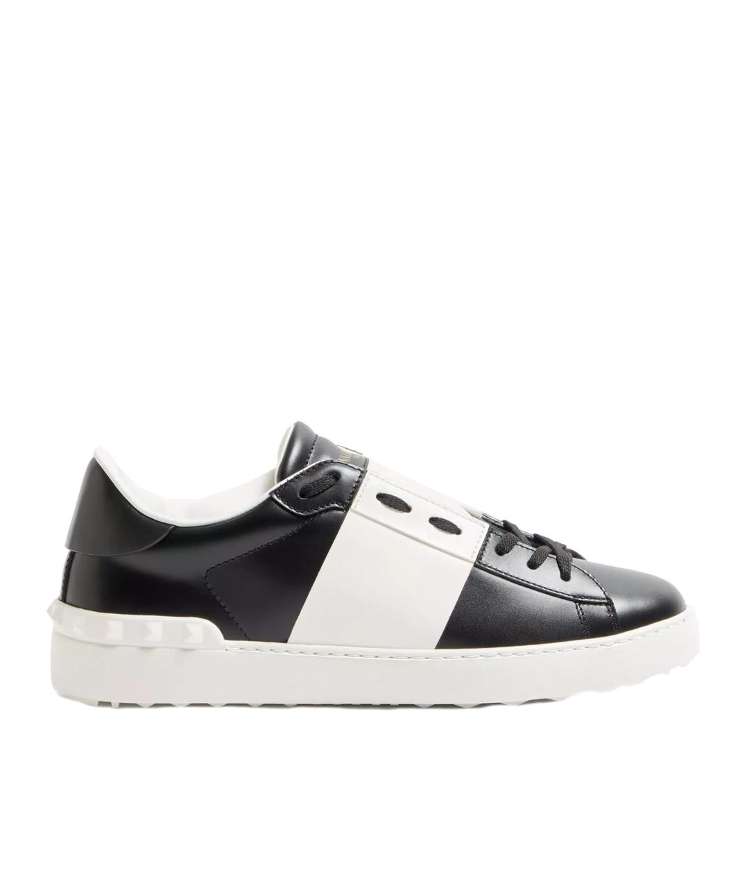 VALENTINO Черные кожаные низкие кроссовки / кеды, фото 1