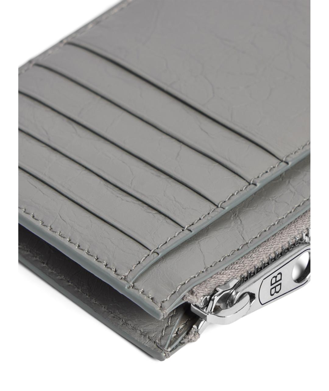 BALENCIAGA Серый кожаный кошелек, фото 4