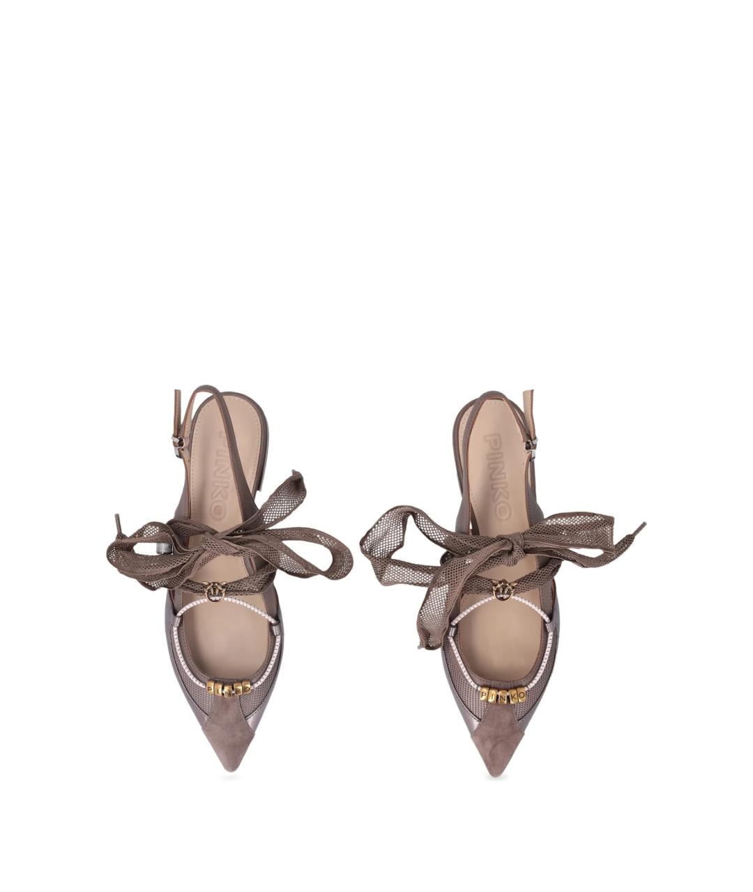 PINKO Коричневые кожаные балетки, фото 4