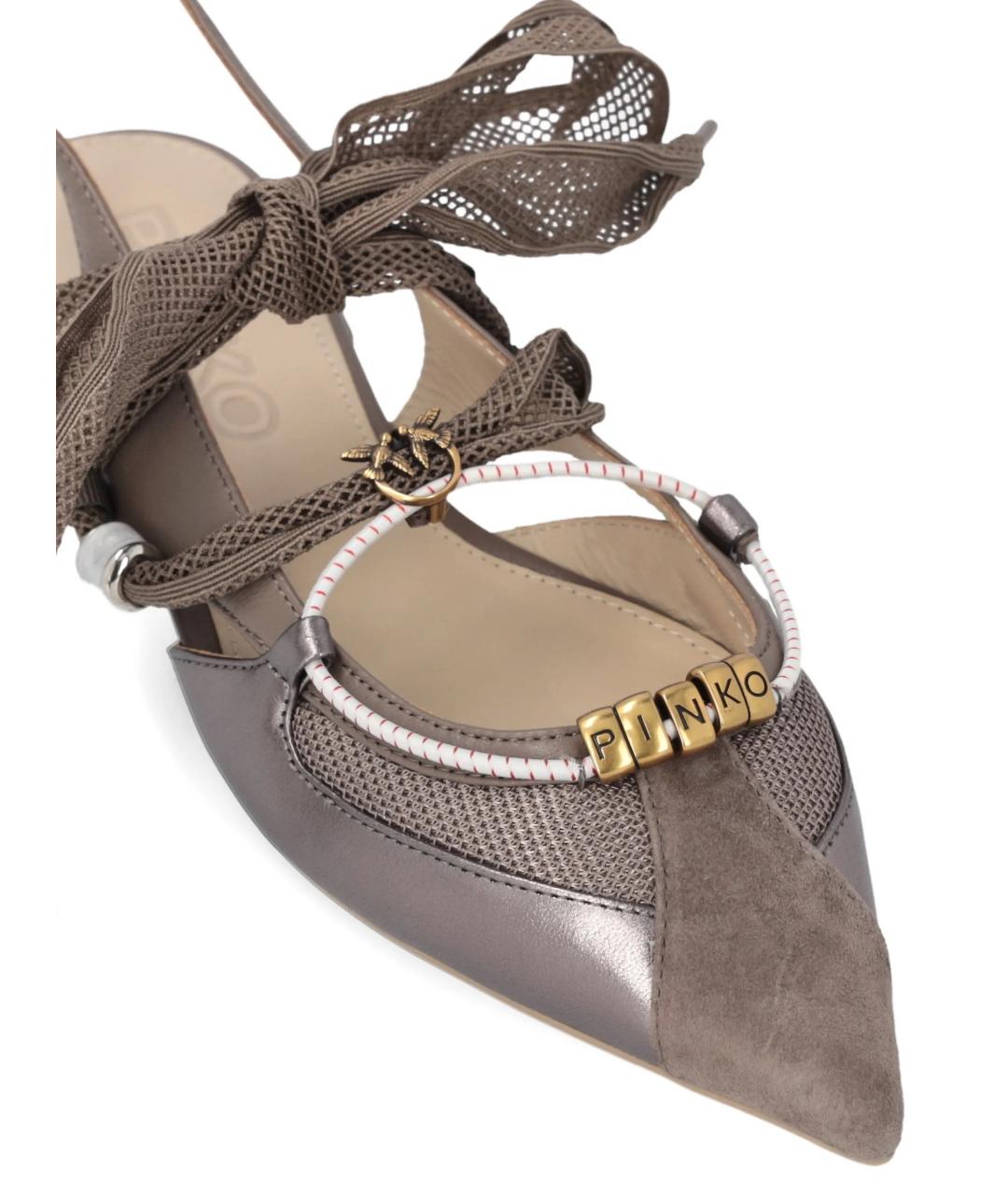 PINKO Коричневые кожаные балетки, фото 5