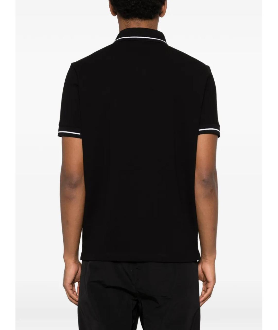 MONCLER Черное хлопковое поло с коротким рукавом, фото 4
