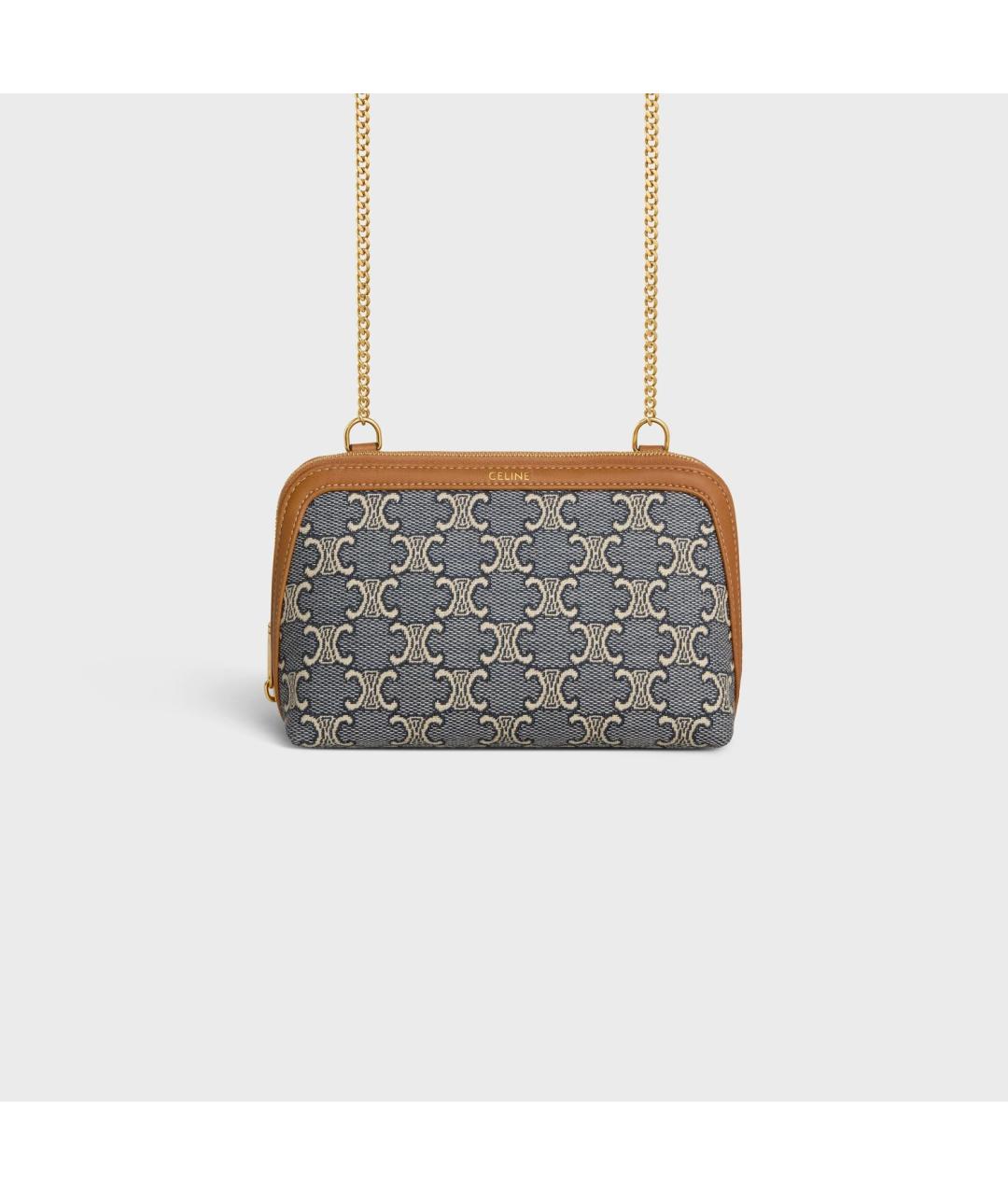 CELINE Голубая тканевая сумка через плечо, фото 2