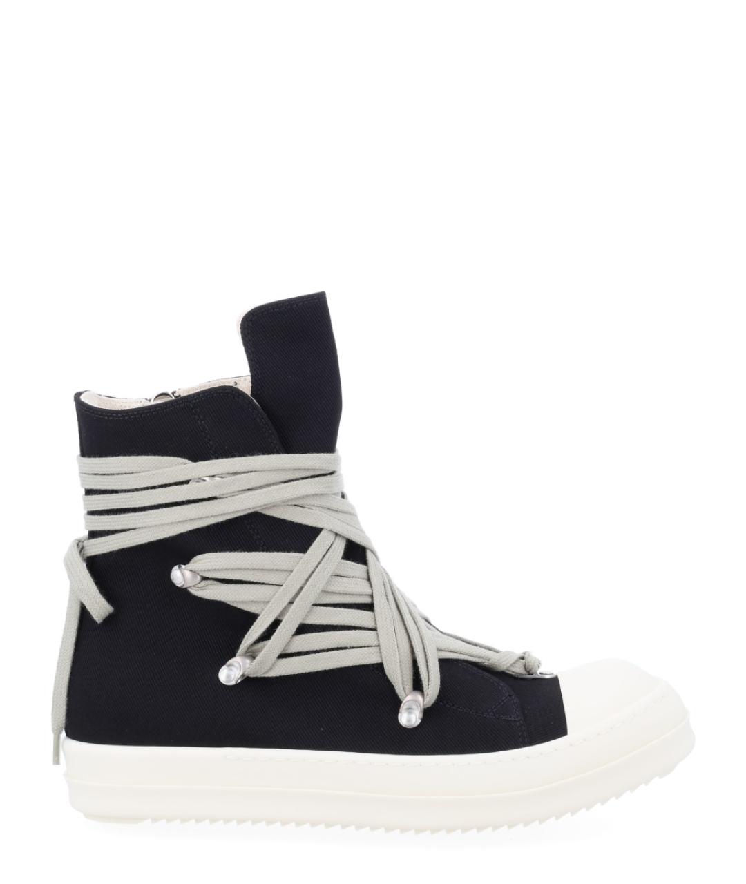 RICK OWENS DRKSHDW Черные текстильные высокие кроссовки / кеды, фото 1