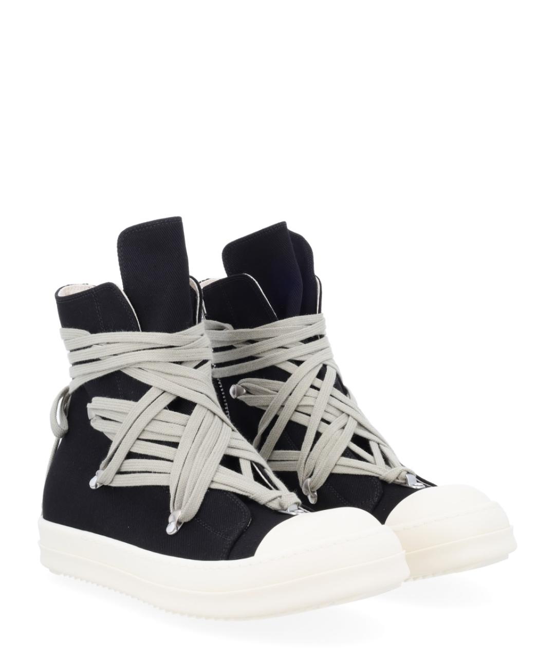 RICK OWENS DRKSHDW Черные текстильные высокие кроссовки / кеды, фото 2