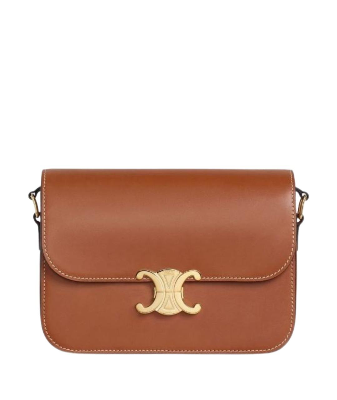 CELINE Коричневая кожаная сумка через плечо, фото 1