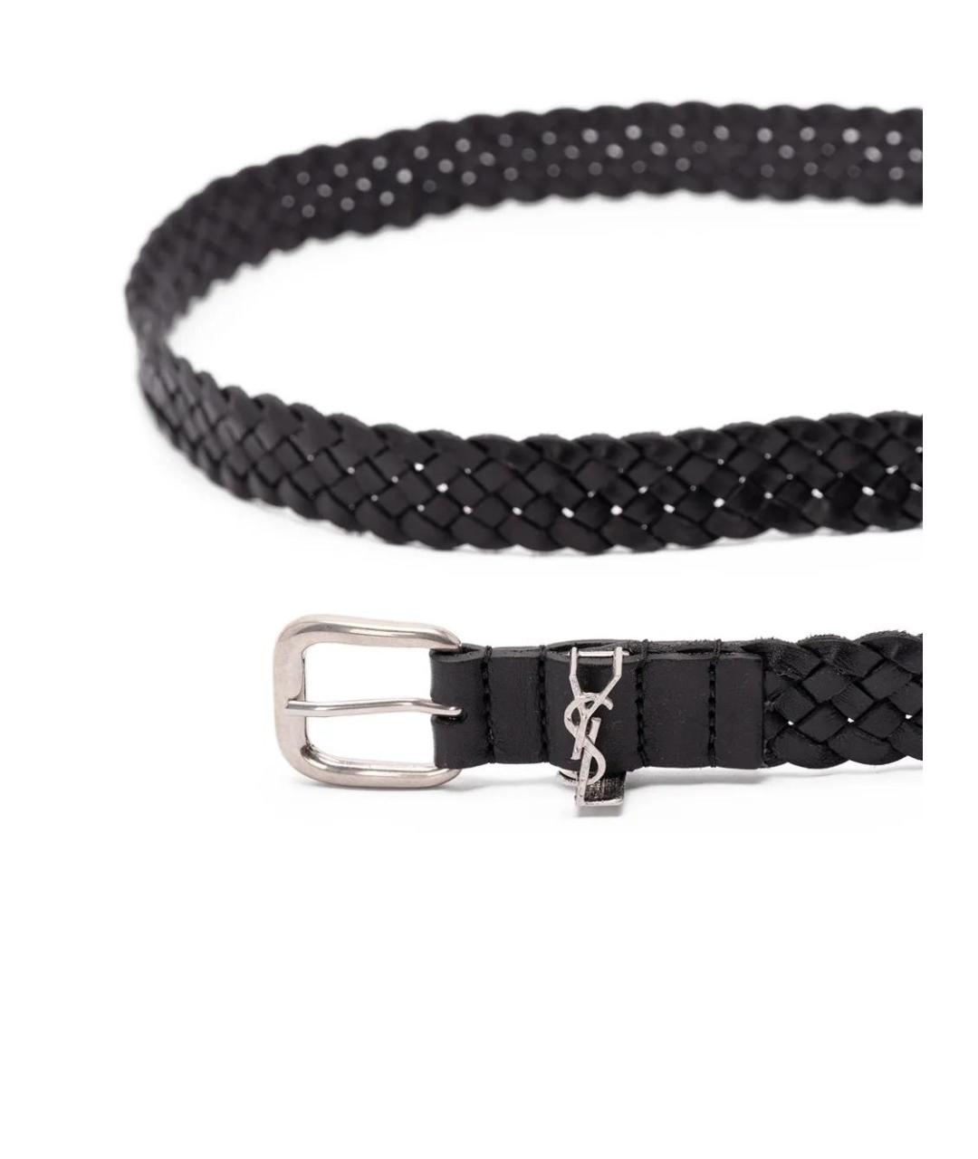 SAINT LAURENT Черный кожаный ремень, фото 2