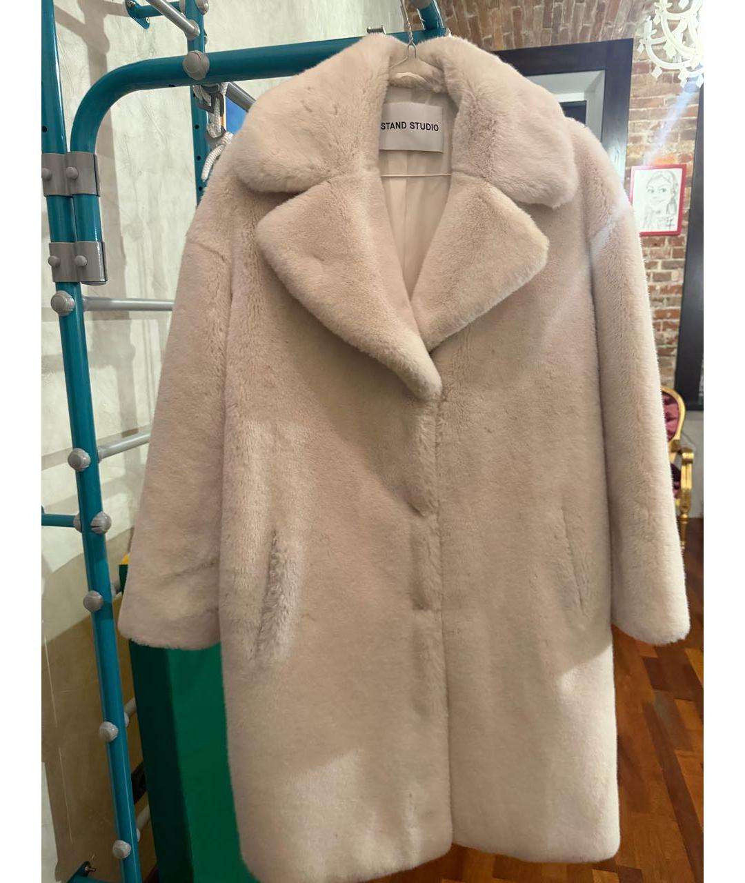 STAND STUDIO Бежевая полиэстеровая шуба, фото 2