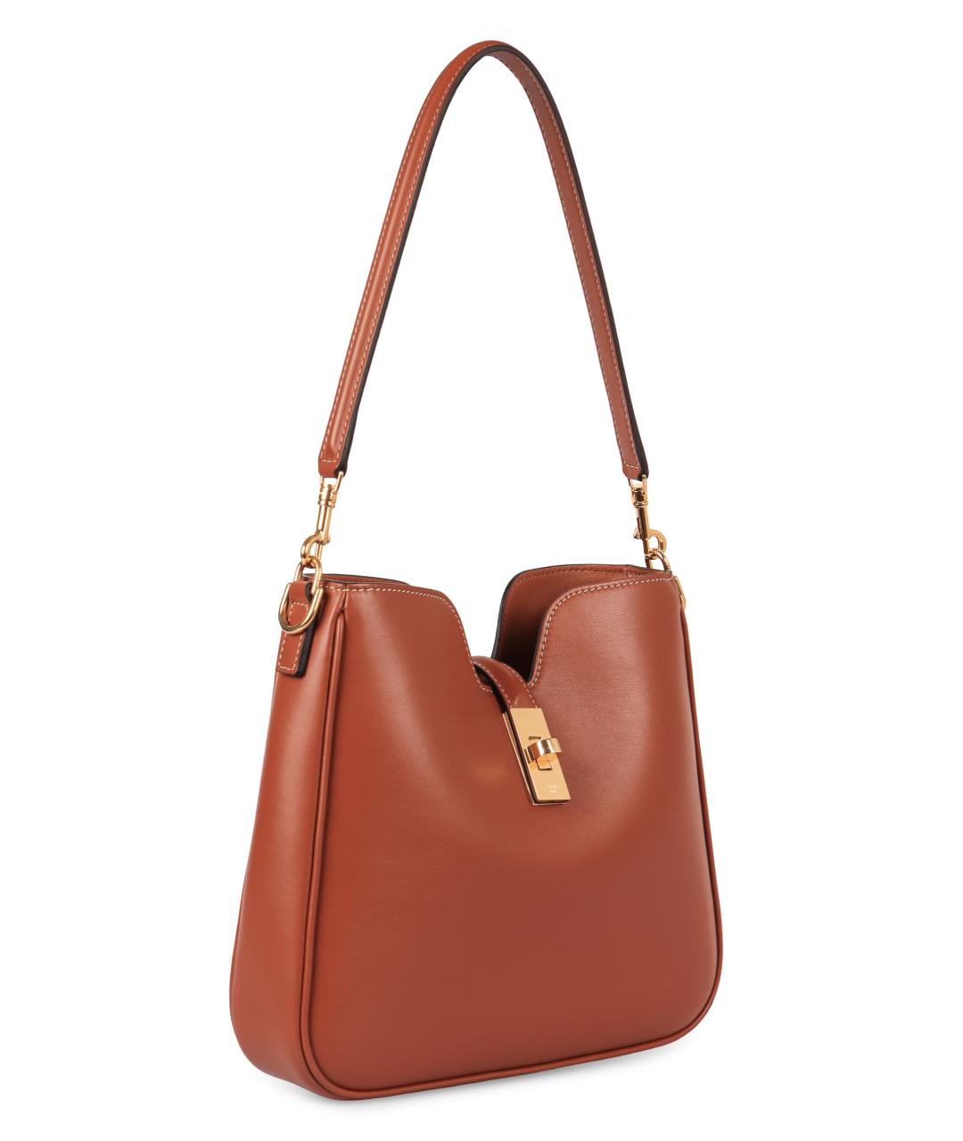 CELINE Коричневая кожаная сумка через плечо, фото 2