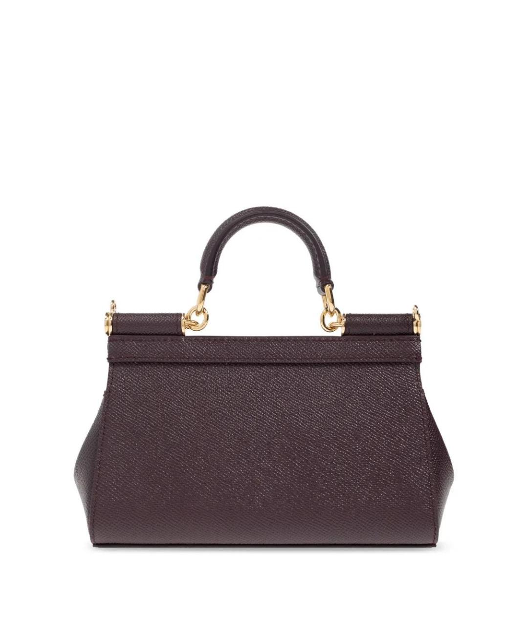 DOLCE&GABBANA Бордовая кожаная сумка с короткими ручками, фото 3
