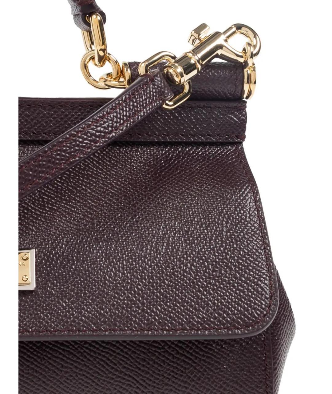 DOLCE&GABBANA Бордовая кожаная сумка с короткими ручками, фото 5