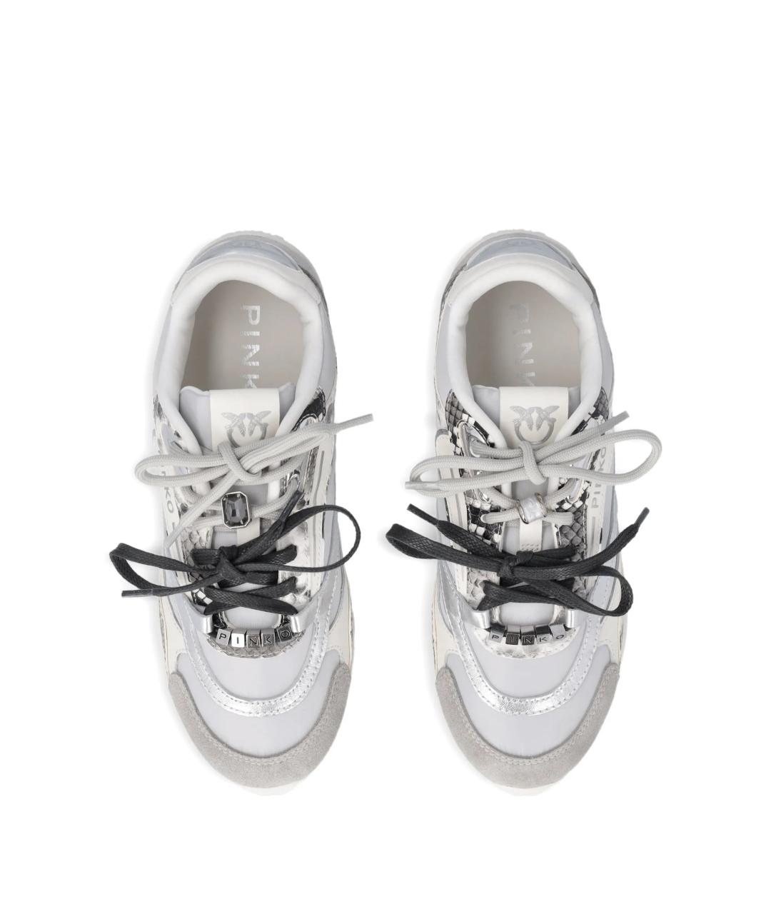 PINKO Серые кожаные кроссовки, фото 5