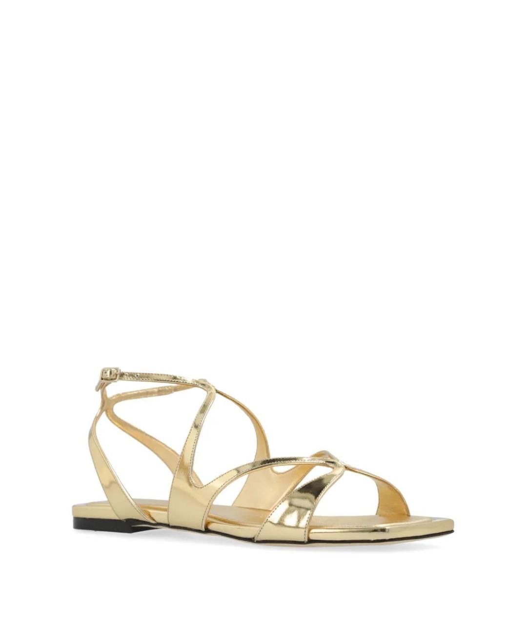 JIMMY CHOO Золотые кожаные сандалии, фото 2