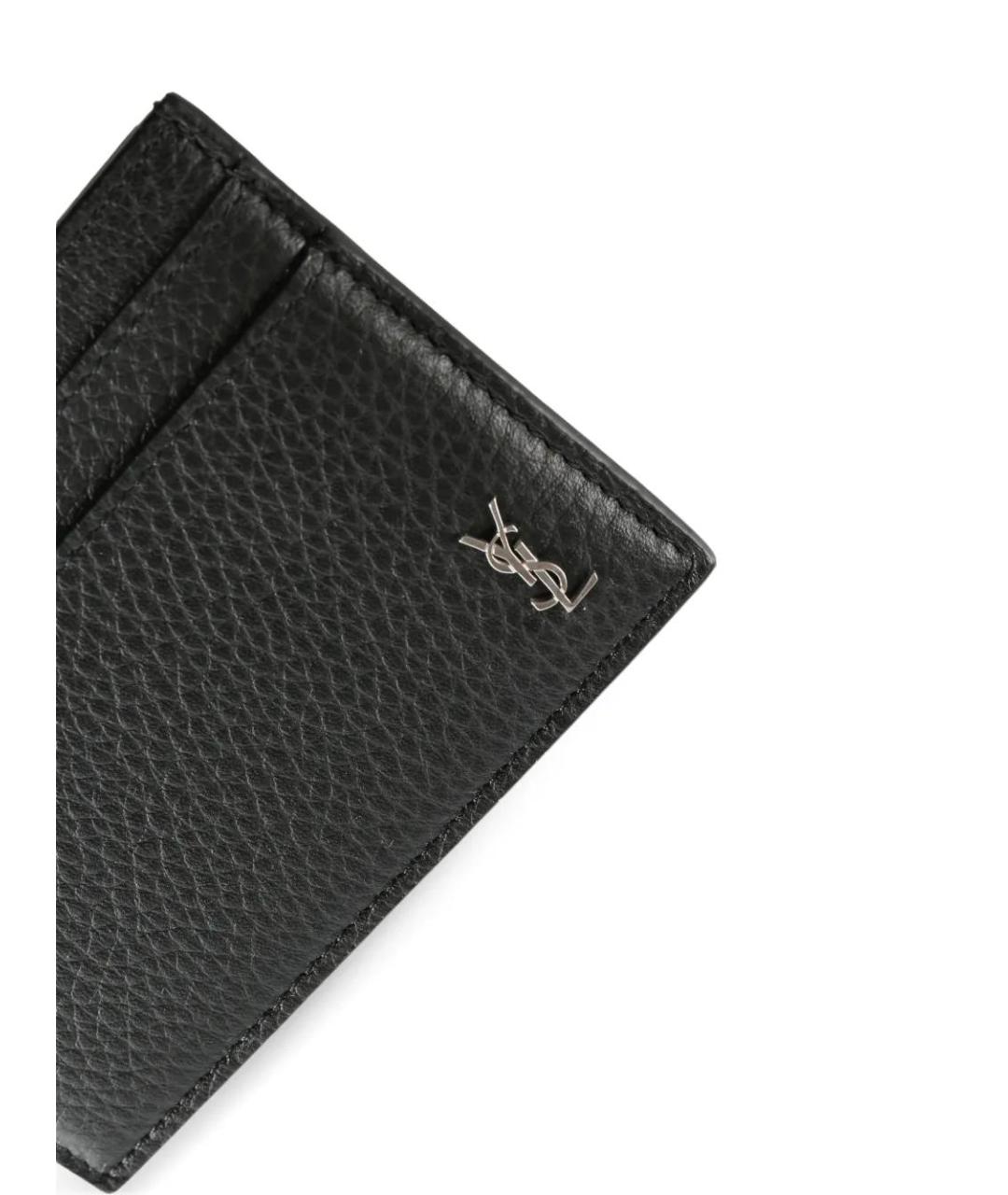SAINT LAURENT Черный кожаный кардхолдер, фото 3