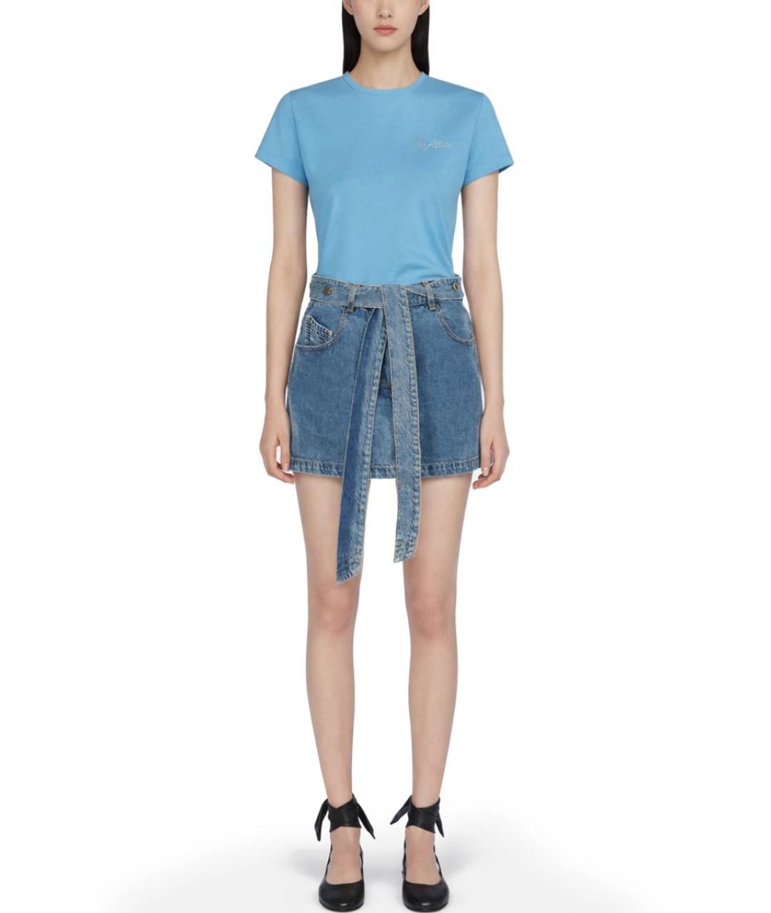 THE ATTICO Синяя хлопковая юбка мини, фото 2