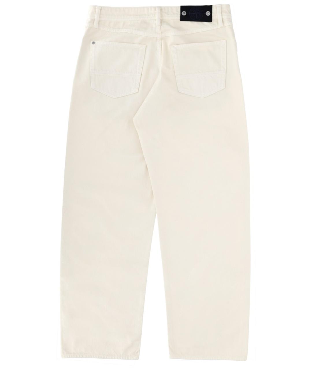STONE ISLAND Белые хлопковые повседневные брюки, фото 2