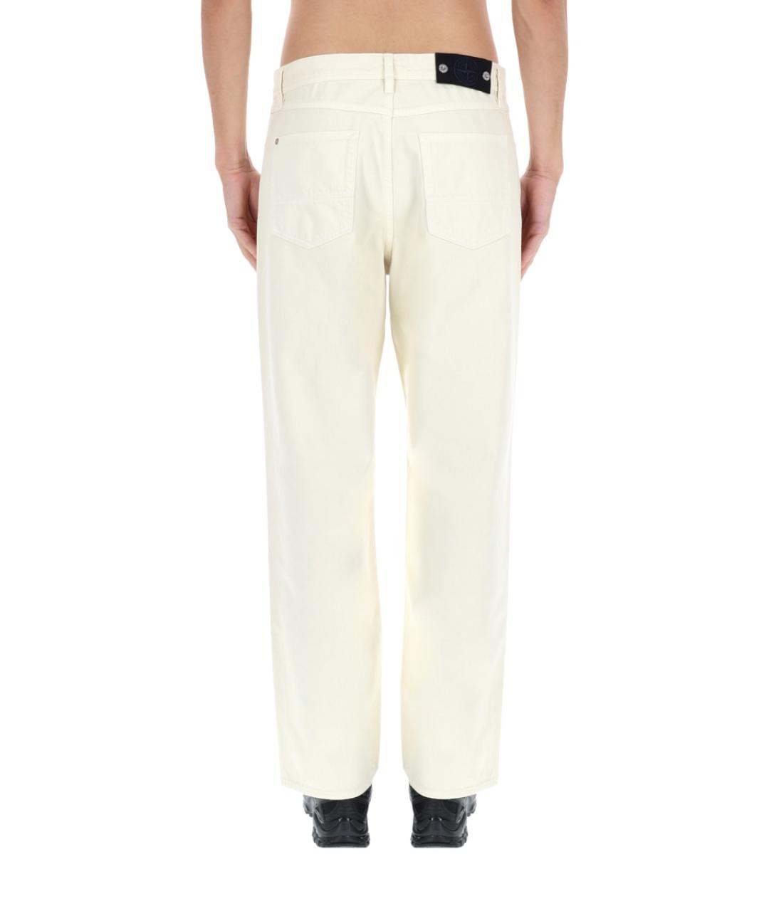 STONE ISLAND Белые хлопковые повседневные брюки, фото 5