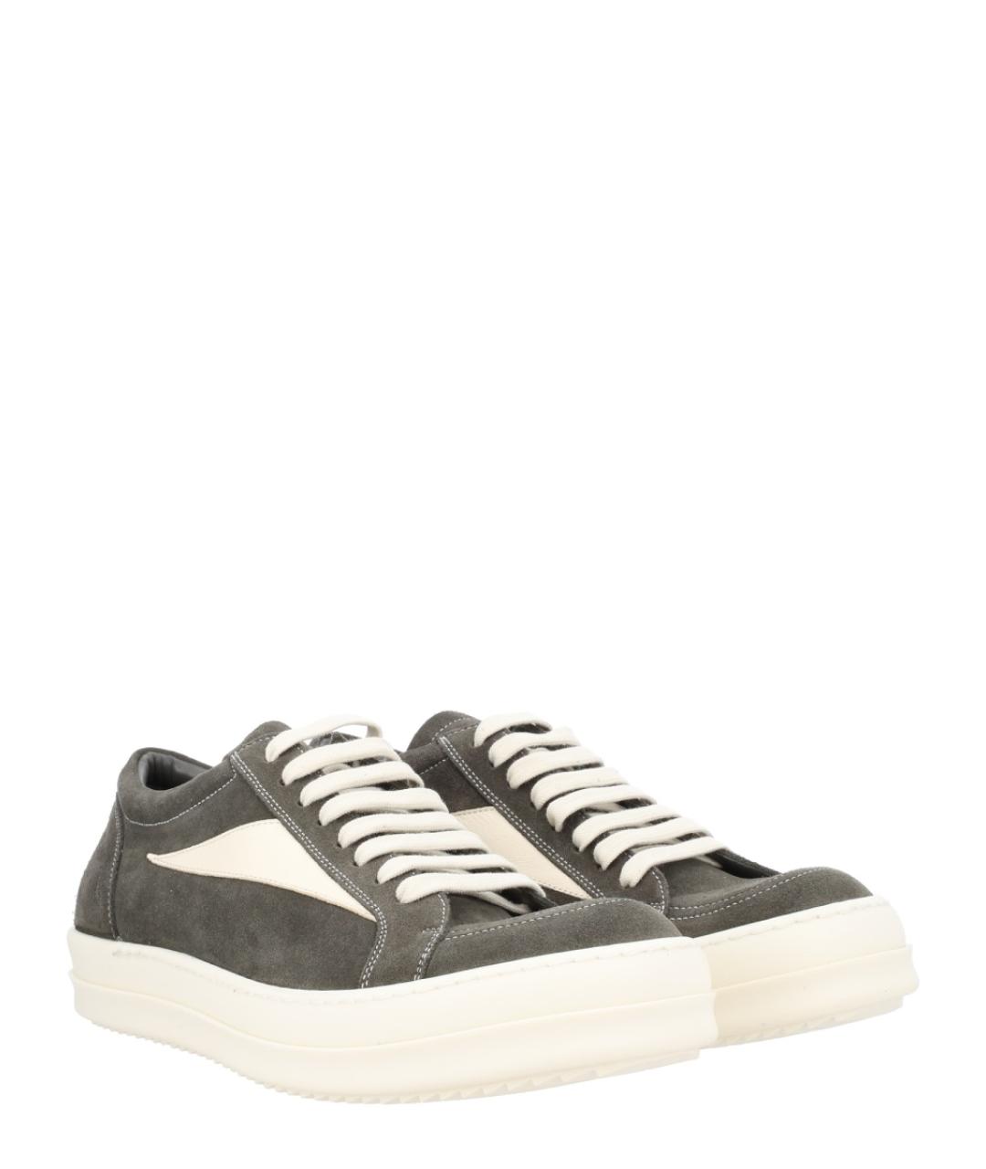 RICK OWENS Коричневые кожаные низкие кроссовки / кеды, фото 5