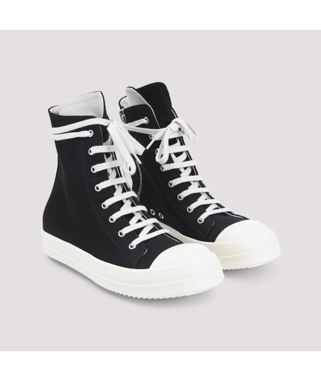 RICK OWENS DRKSHDW Черные текстильные высокие кроссовки / кеды, фото 3