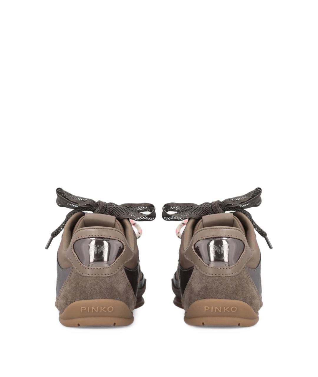 PINKO Коричневые кожаные кроссовки, фото 4