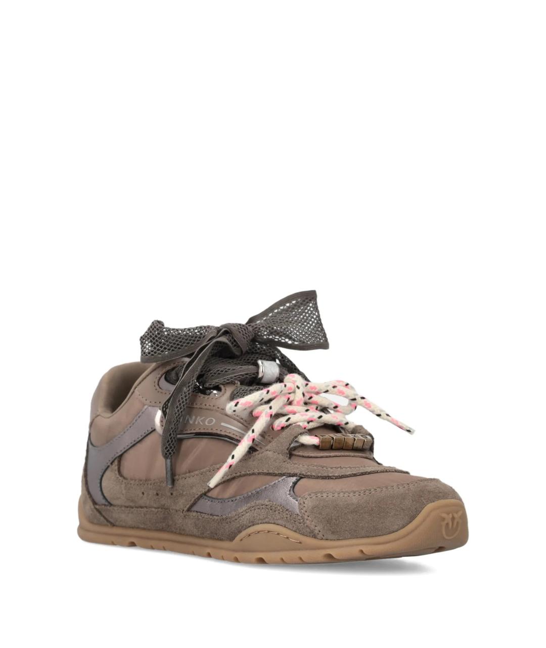 PINKO Коричневые кожаные кроссовки, фото 2