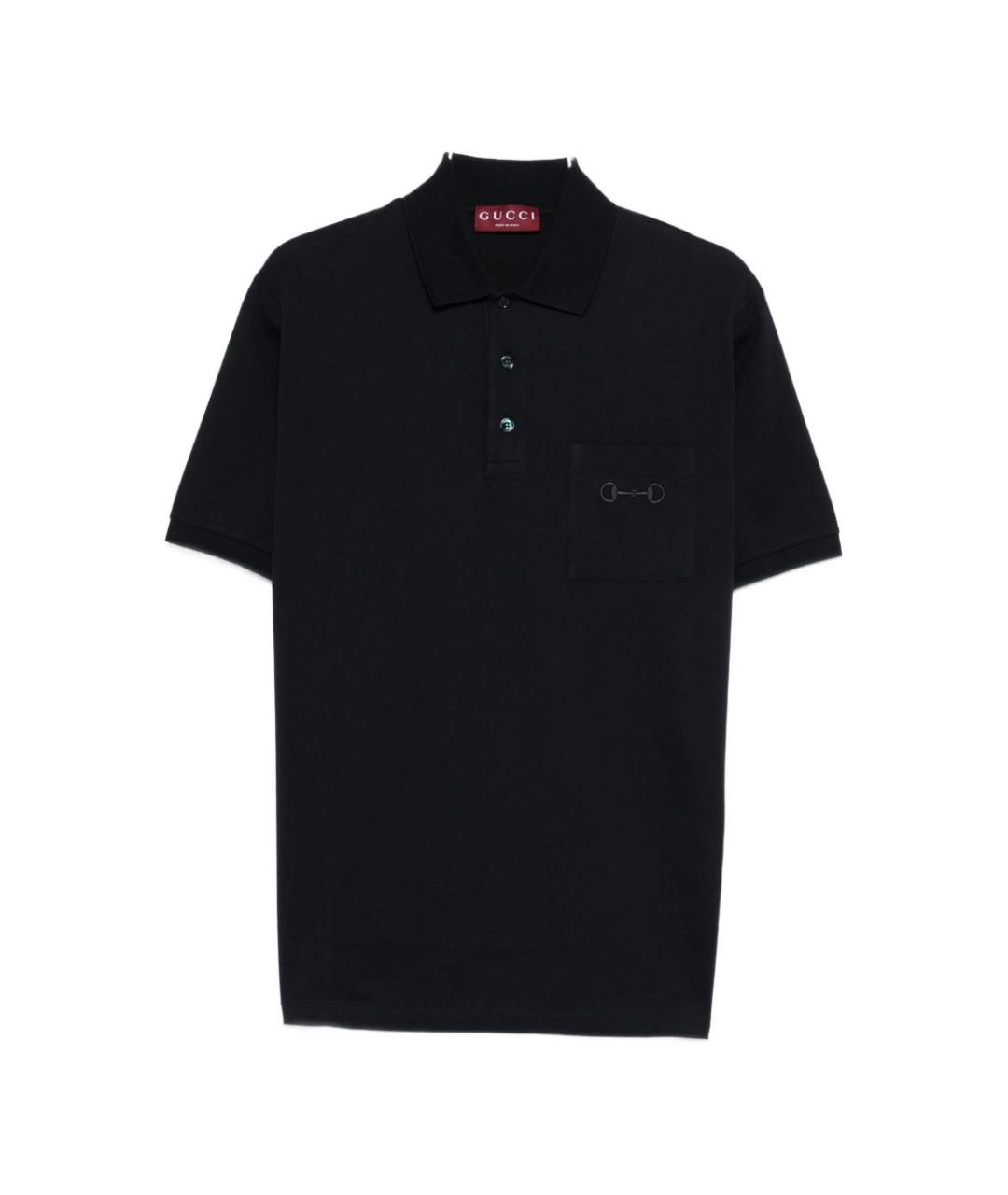 GUCCI Синее хлопковое поло с коротким рукавом, фото 1