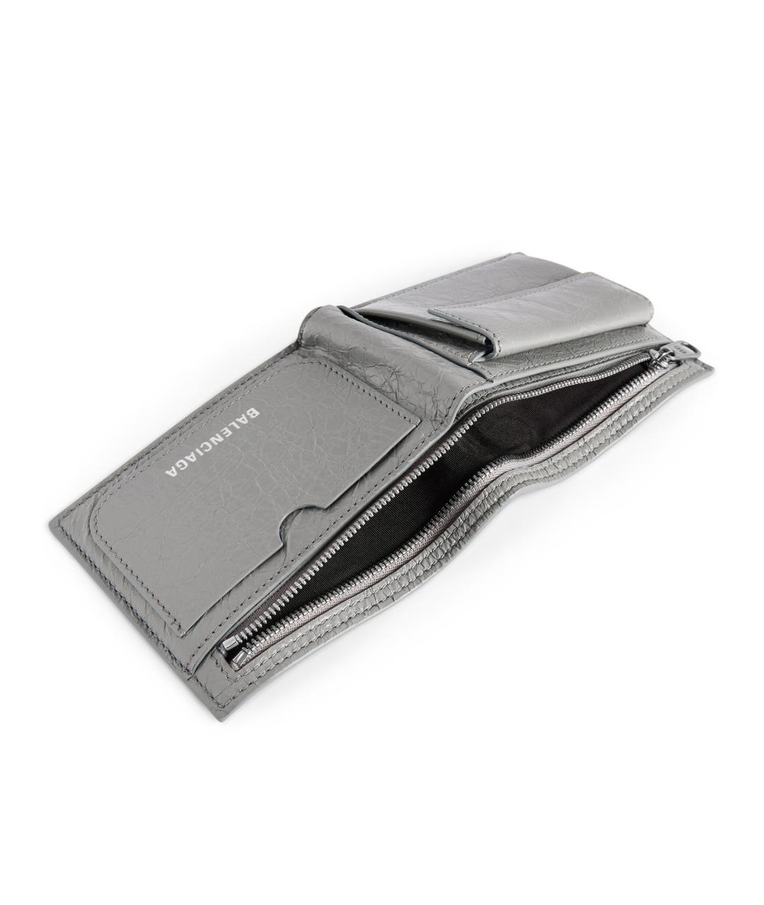 BALENCIAGA Серый кожаный кошелек, фото 3