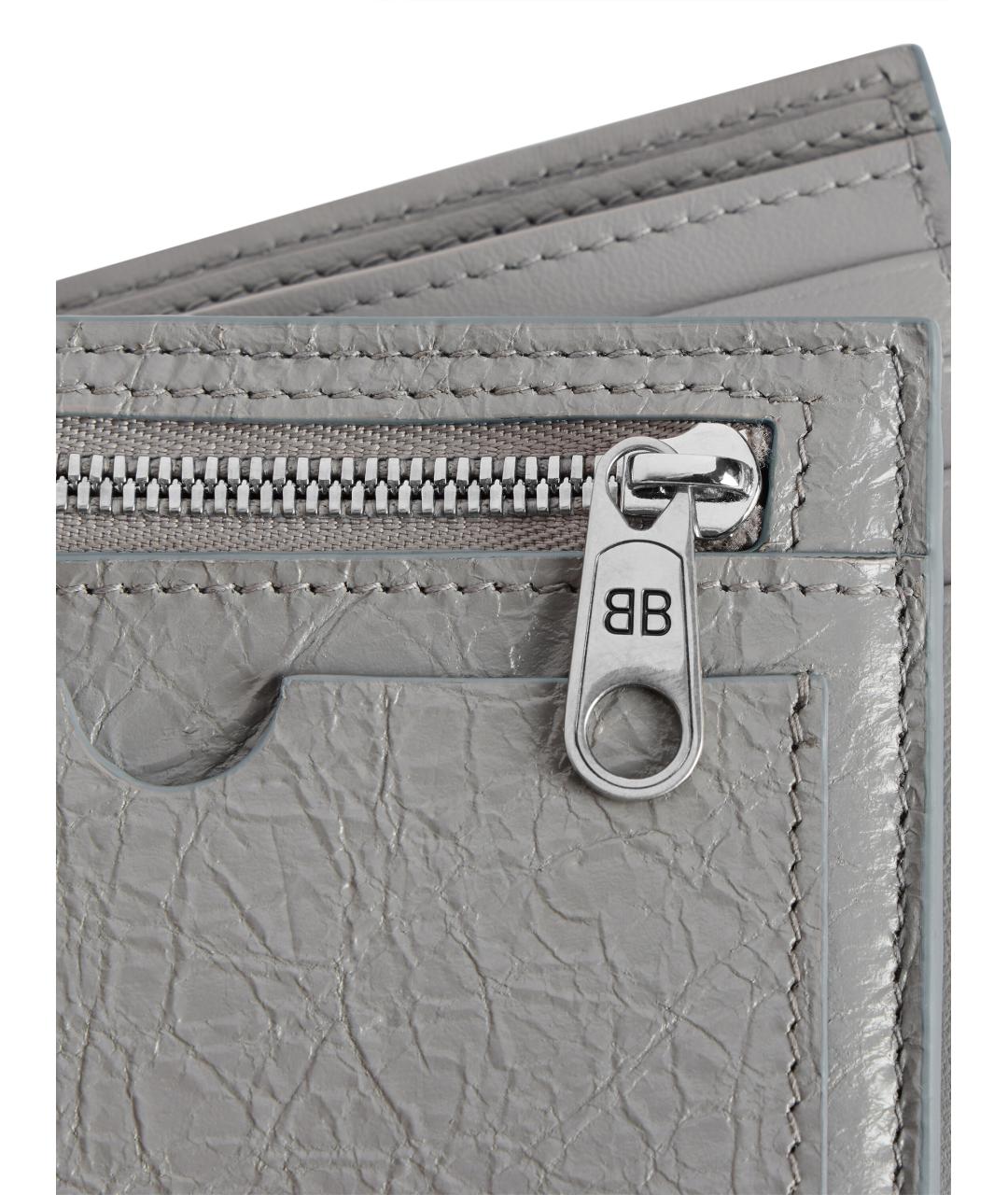 BALENCIAGA Серый кожаный кошелек, фото 5