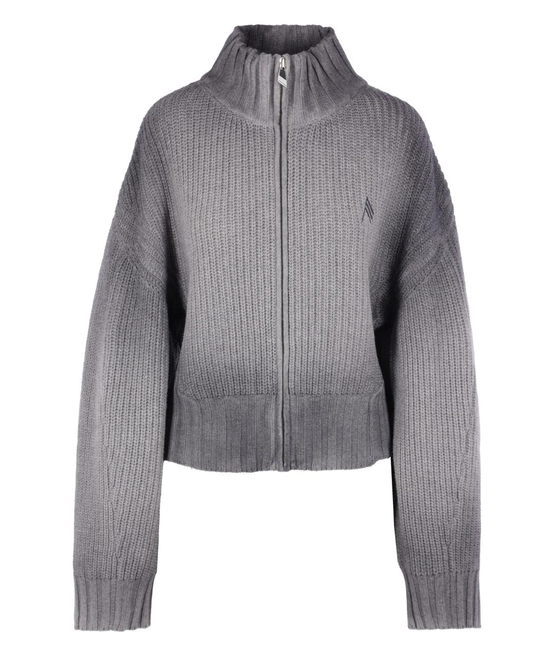 THE ATTICO Серый шерстяной кардиган, фото 1