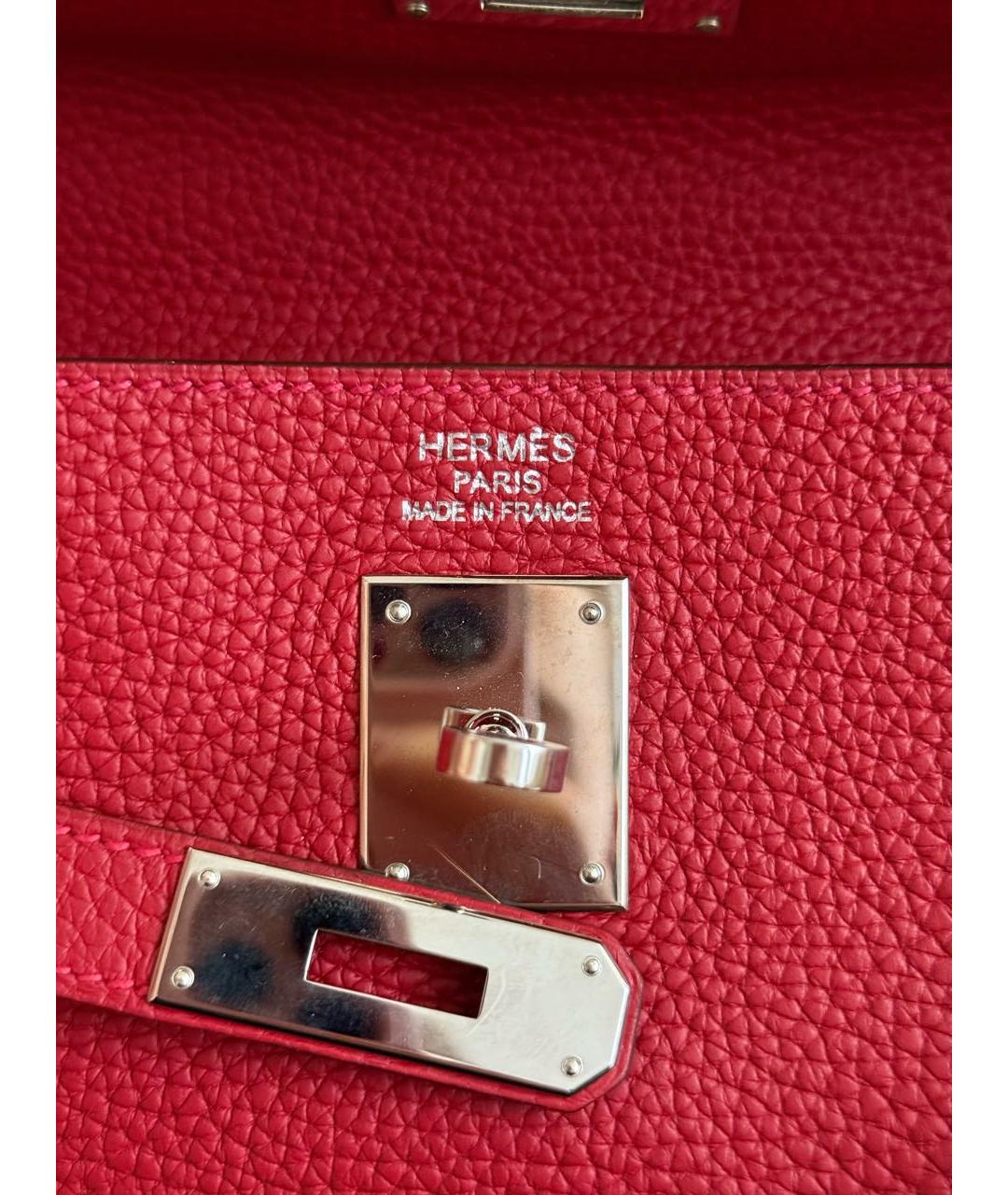 HERMES Красная кожаная сумка с короткими ручками, фото 3