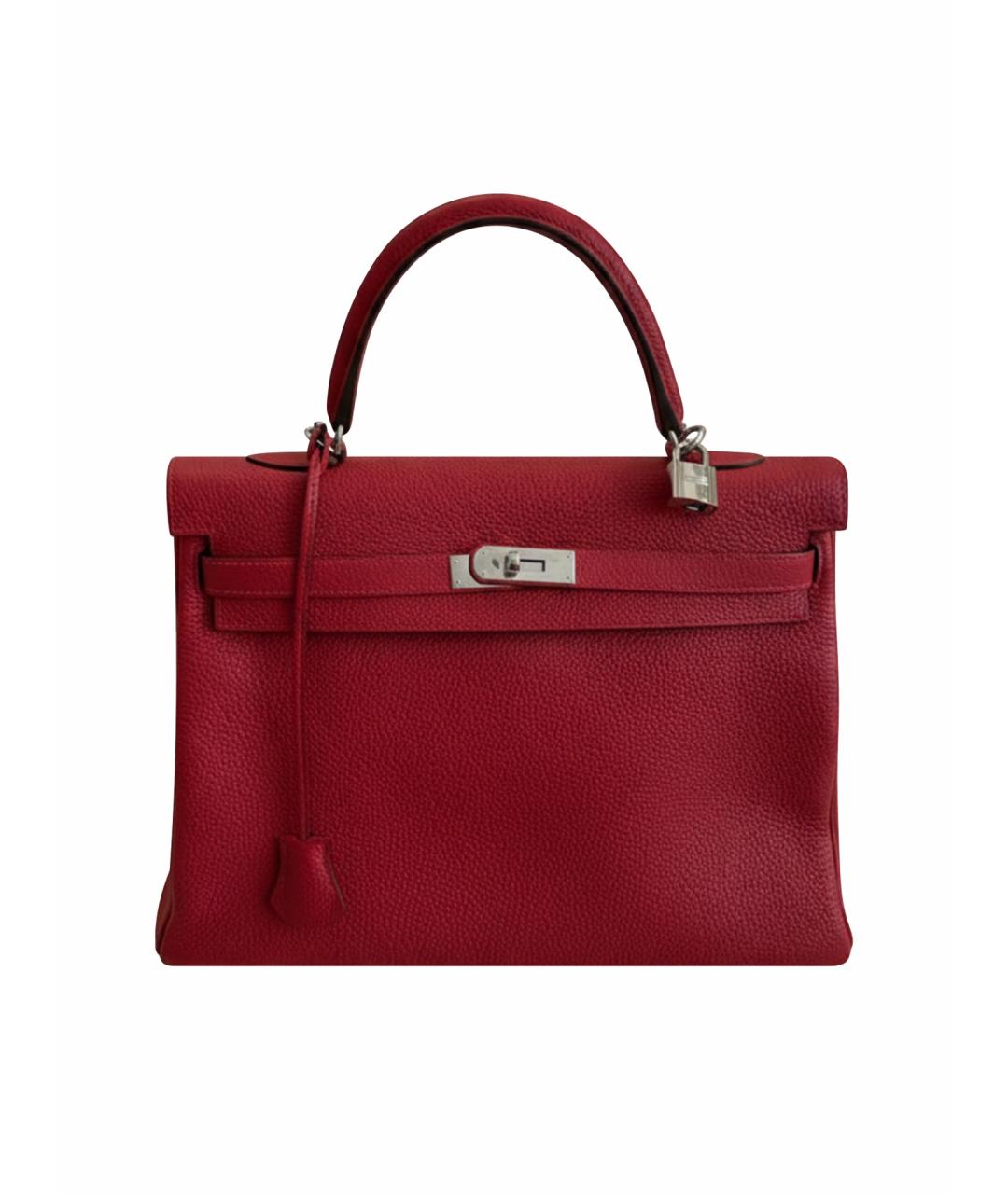 HERMES Красная кожаная сумка с короткими ручками, фото 1
