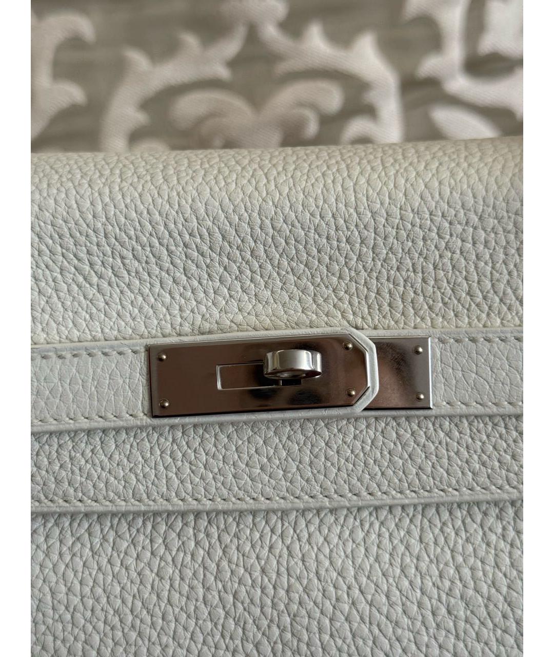 HERMES Белая кожаная сумка с короткими ручками, фото 2