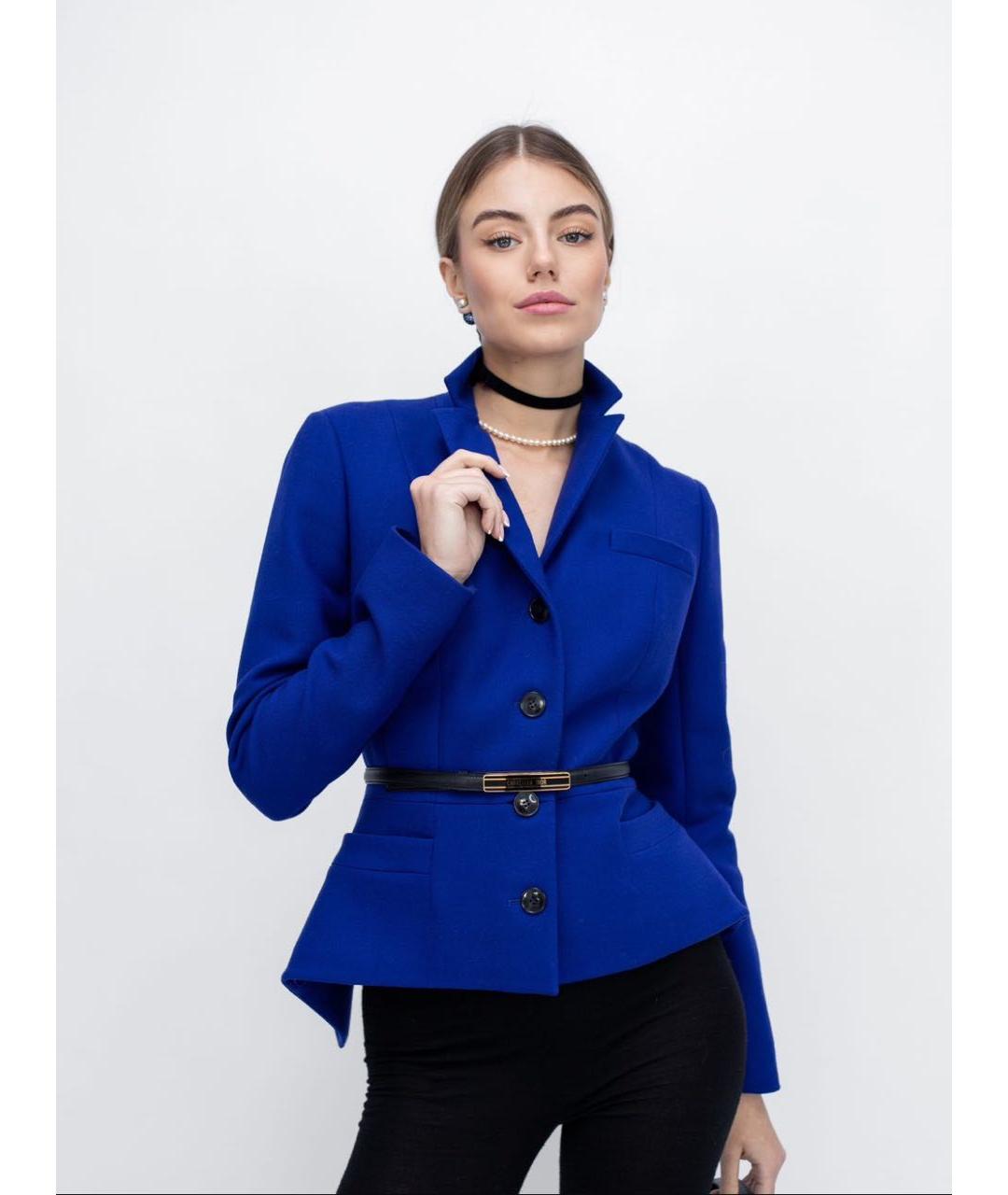 CHRISTIAN DIOR Синий шерстяной жакет/пиджак, фото 3