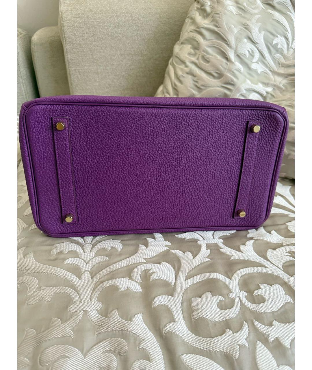 HERMES Фиолетовая кожаная сумка с короткими ручками, фото 2