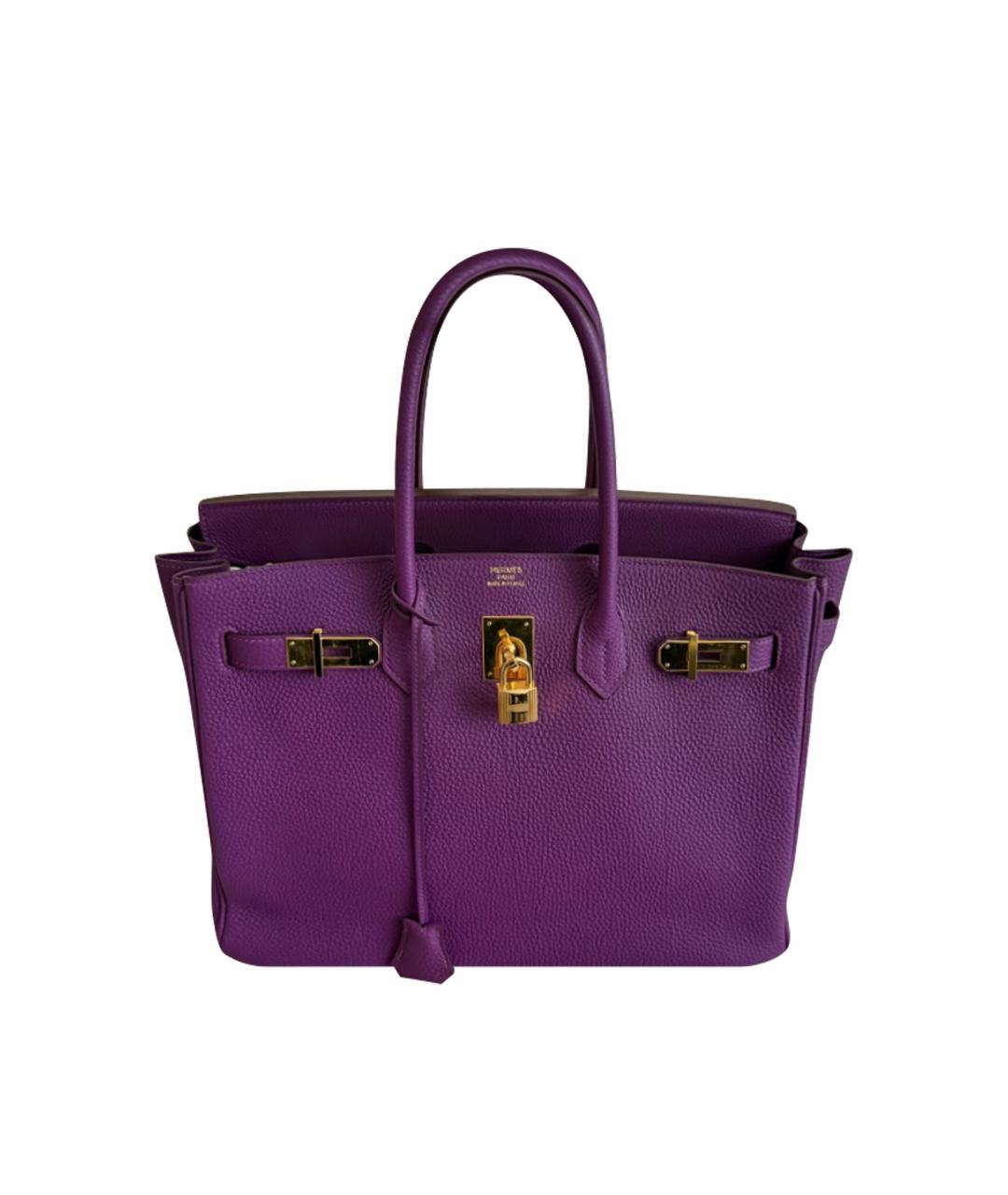 HERMES Фиолетовая кожаная сумка с короткими ручками, фото 1