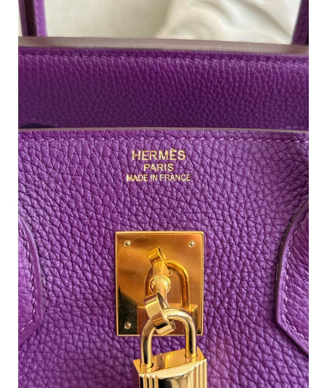 HERMES Фиолетовая кожаная сумка с короткими ручками, фото 3