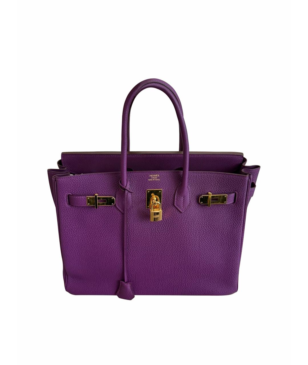 HERMES Фиолетовая кожаная сумка с короткими ручками, фото 4