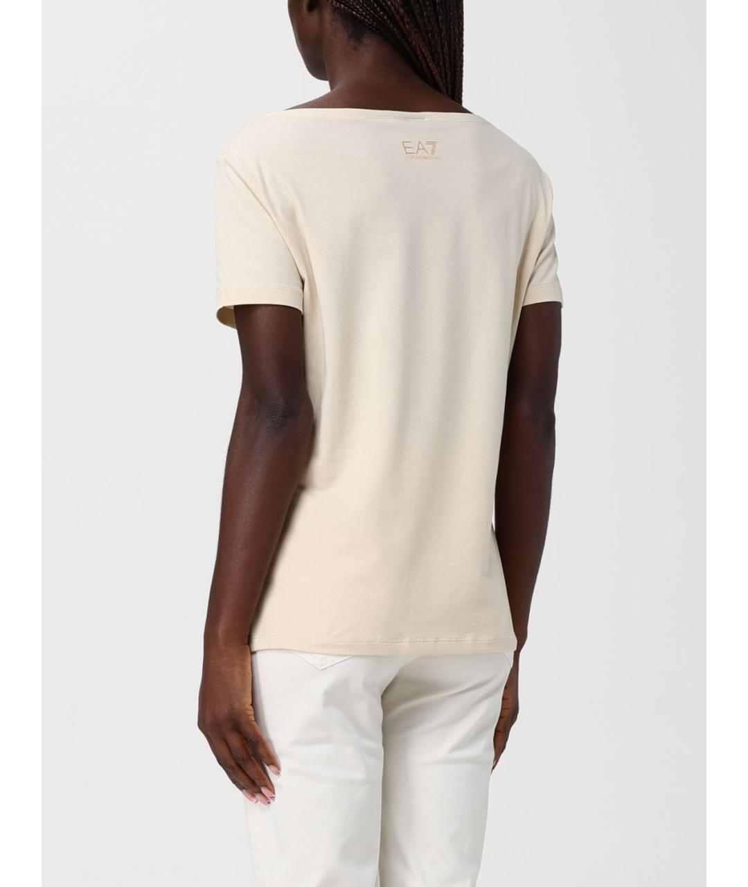 EA7 Бежевая хлопковая футболка, фото 3
