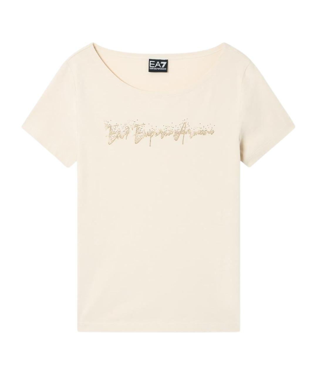 EA7 Бежевая хлопковая футболка, фото 1