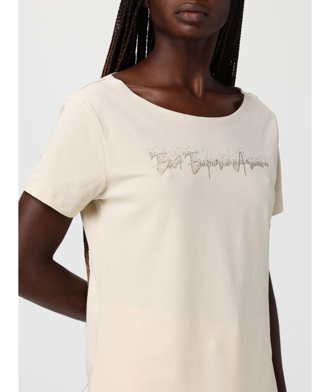 EA7 Бежевая хлопковая футболка, фото 4