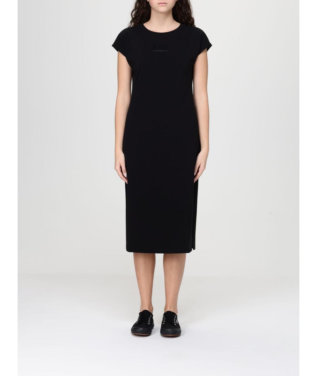 EA7 Черное хлопковое повседневное платье, фото 4