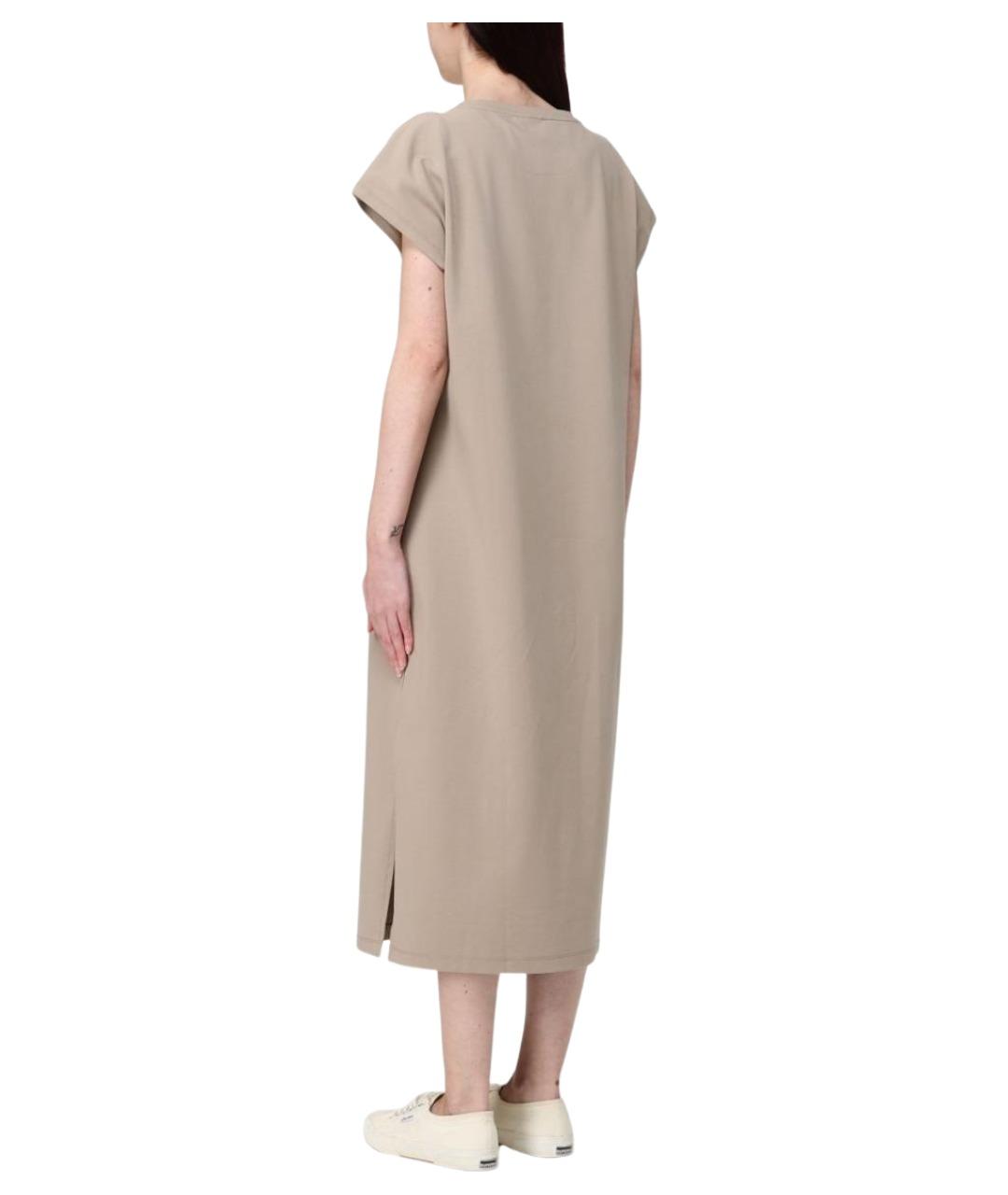 EA7 Бежевое хлопковое повседневное платье, фото 3