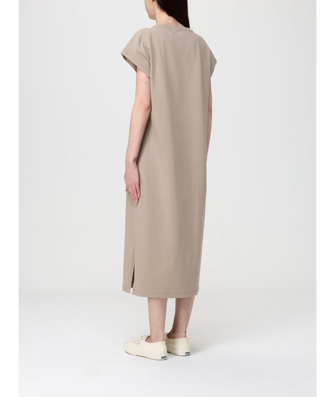 EA7 Бежевое хлопковое повседневное платье, фото 3
