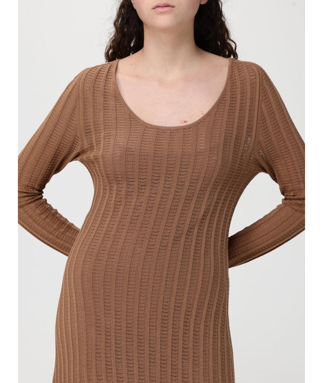 FABIANA FILIPPI Коричневое хлопковое повседневное платье, фото 3