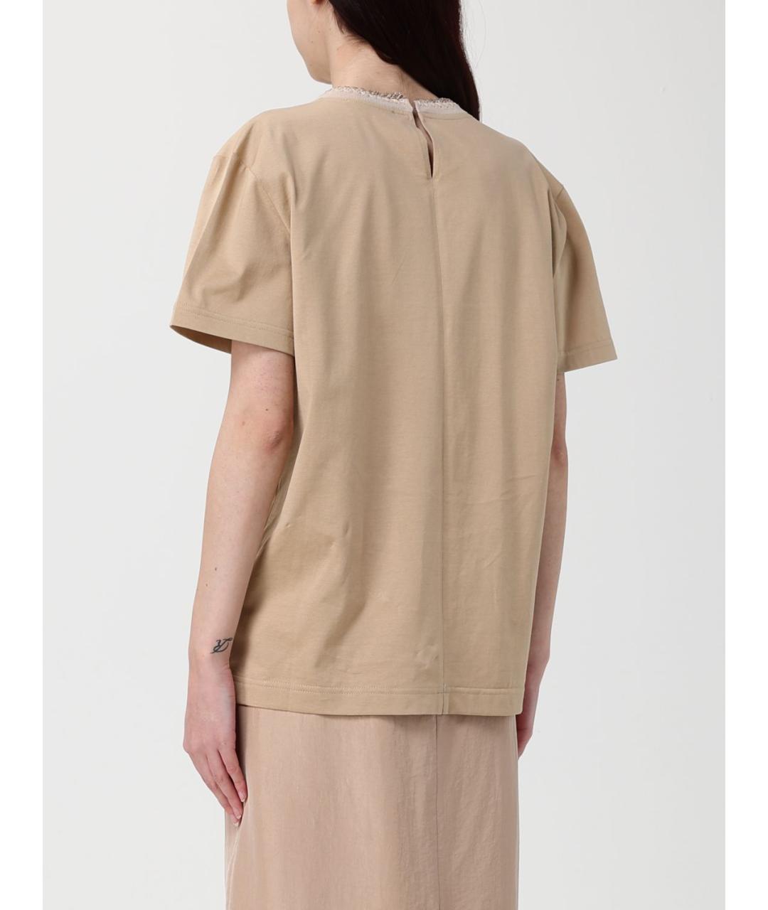FABIANA FILIPPI Бежевая хлопковая футболка, фото 2