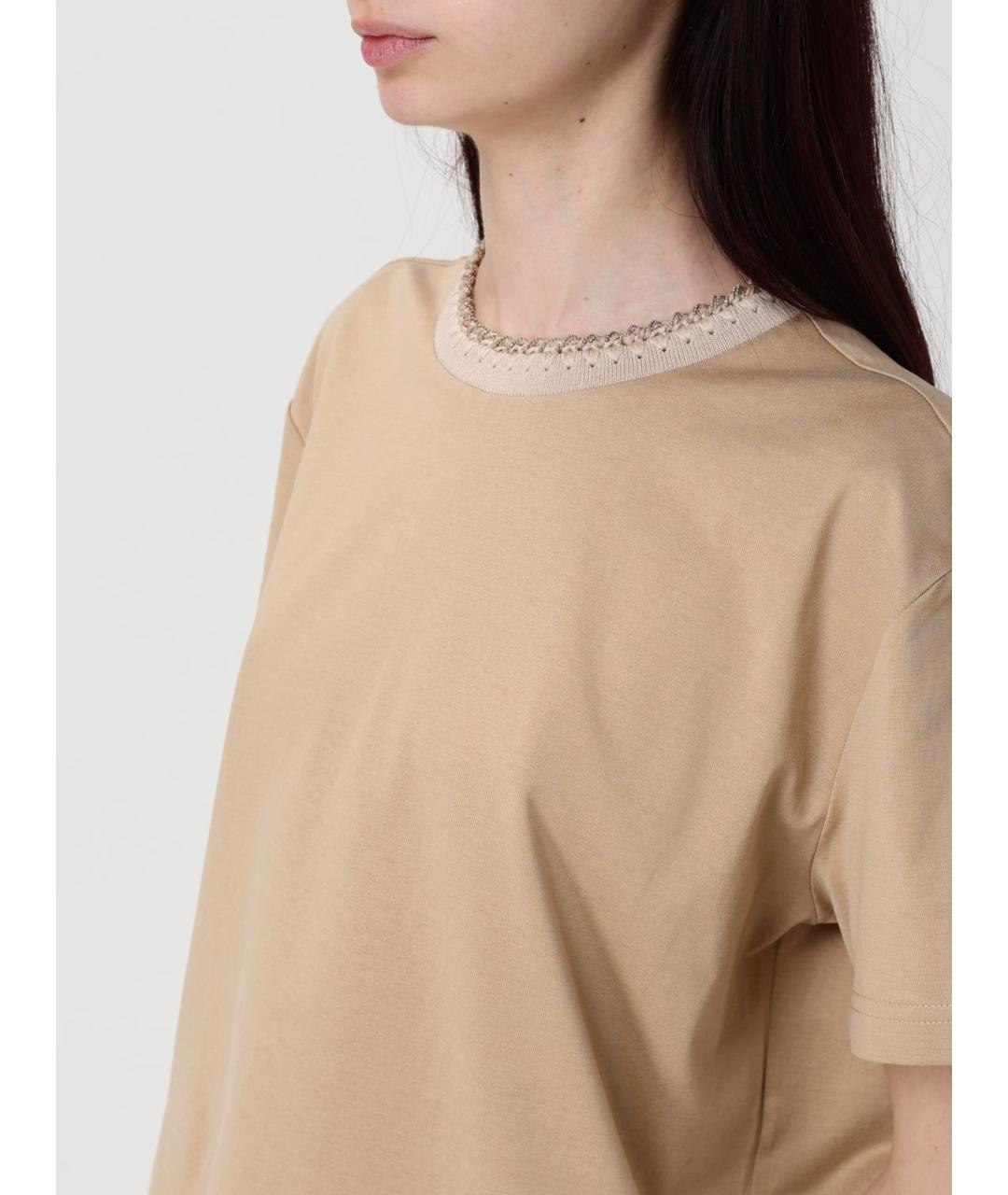 FABIANA FILIPPI Бежевая хлопковая футболка, фото 3