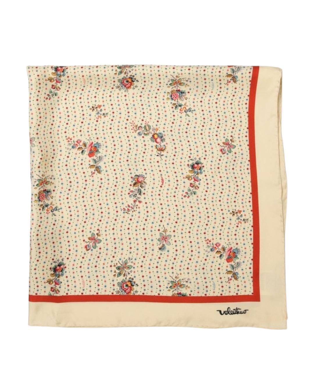 VALENTINO Бежевый шелковый шарф, фото 1