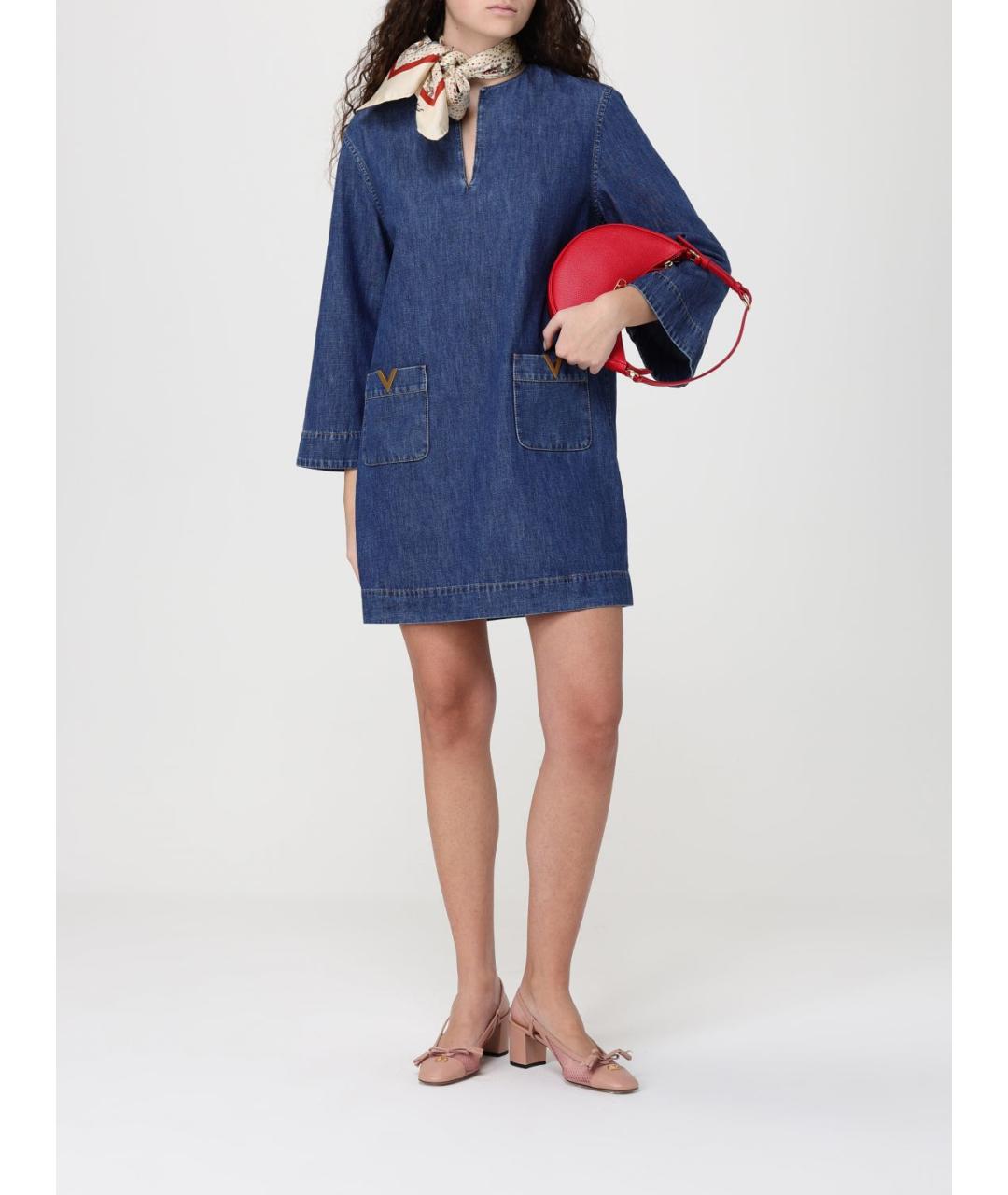 VALENTINO Бежевый шелковый шарф, фото 4