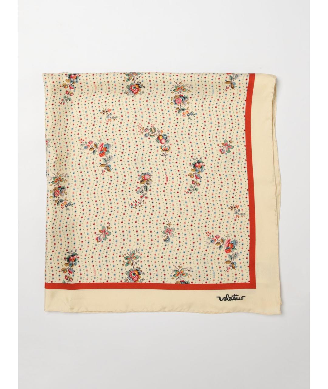 VALENTINO Бежевый шелковый шарф, фото 5