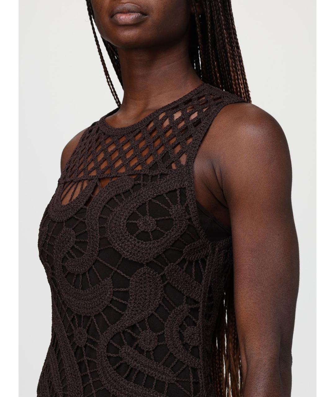 PINKO Коричневое вискозное платье, фото 4