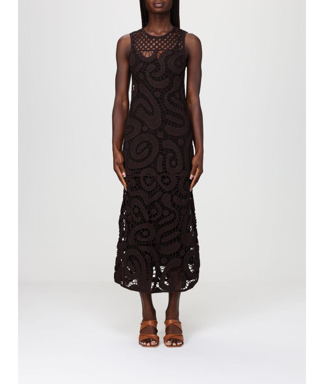 PINKO Коричневое вискозное платье, фото 2